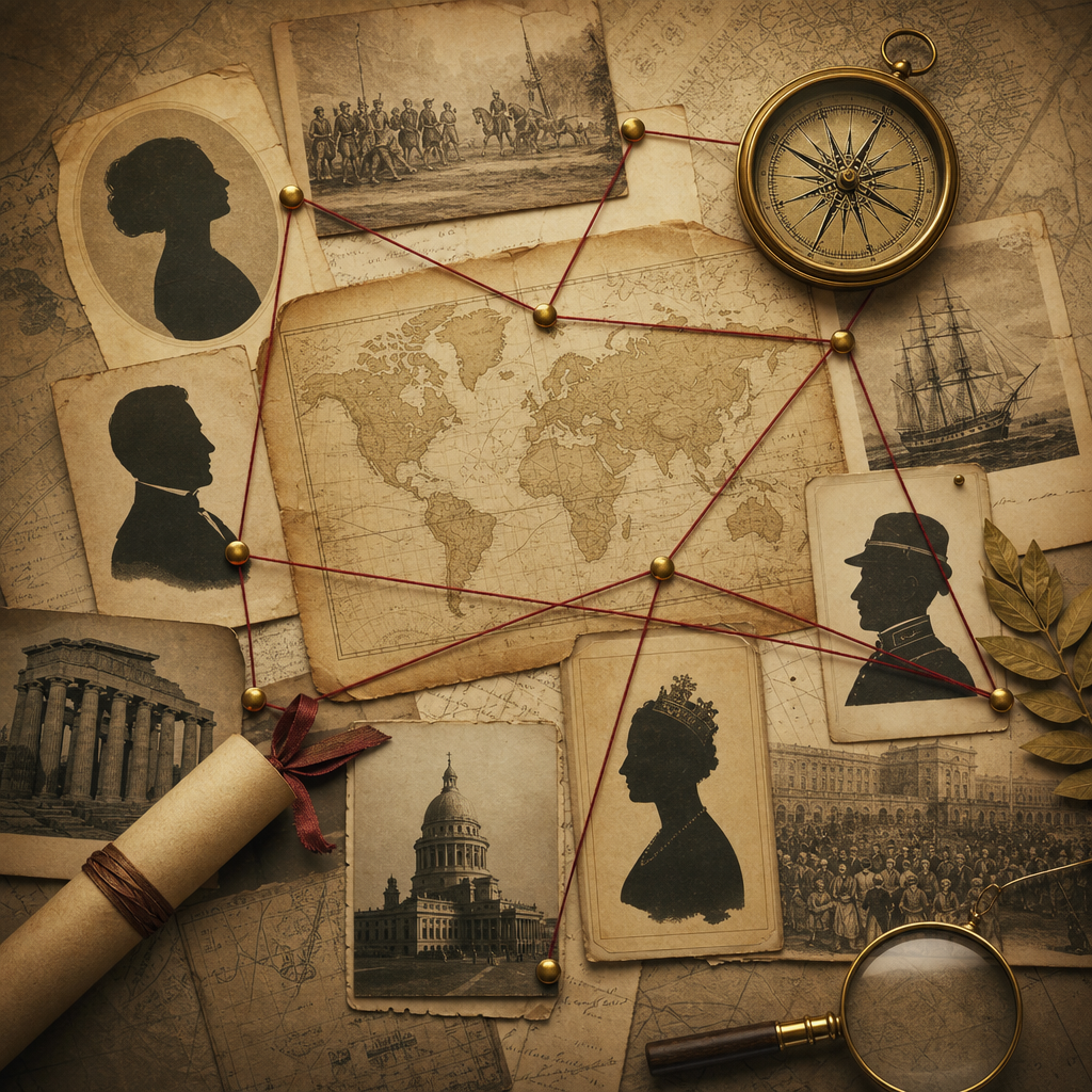 History solver connecting events across a historical timeline