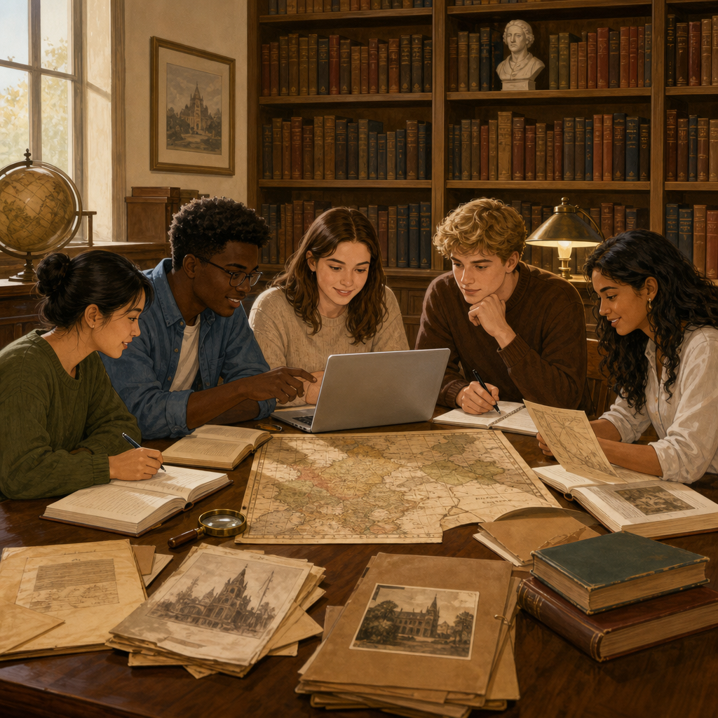 Students using an AI history helper for homework
